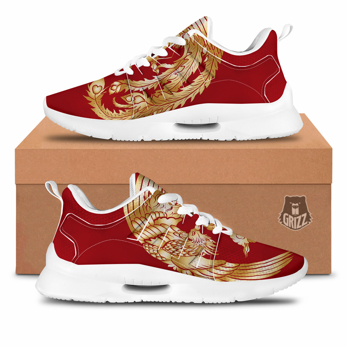 Phoenix Chinese Print Tennis Shoes-grizzshop
