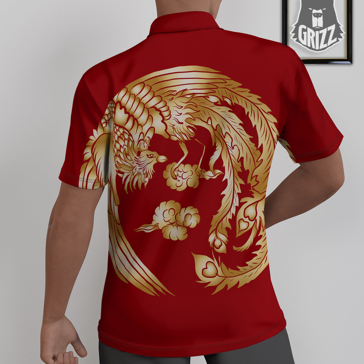 Phoenix Chinese Print Untucked Shirts-grizzshop