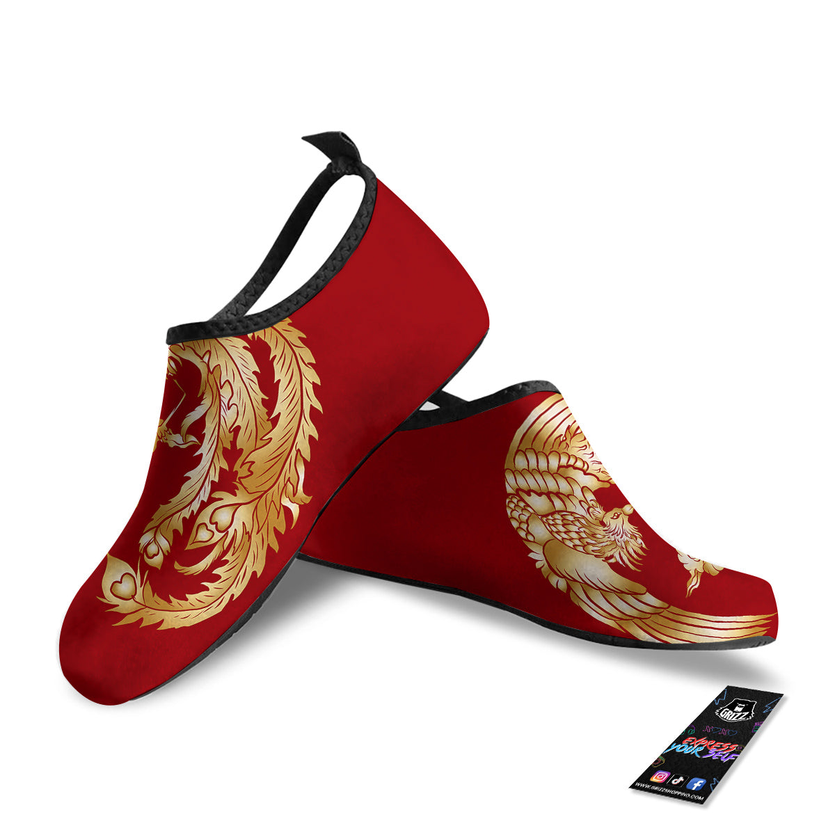 Phoenix Chinese Print Water Shoes-grizzshop