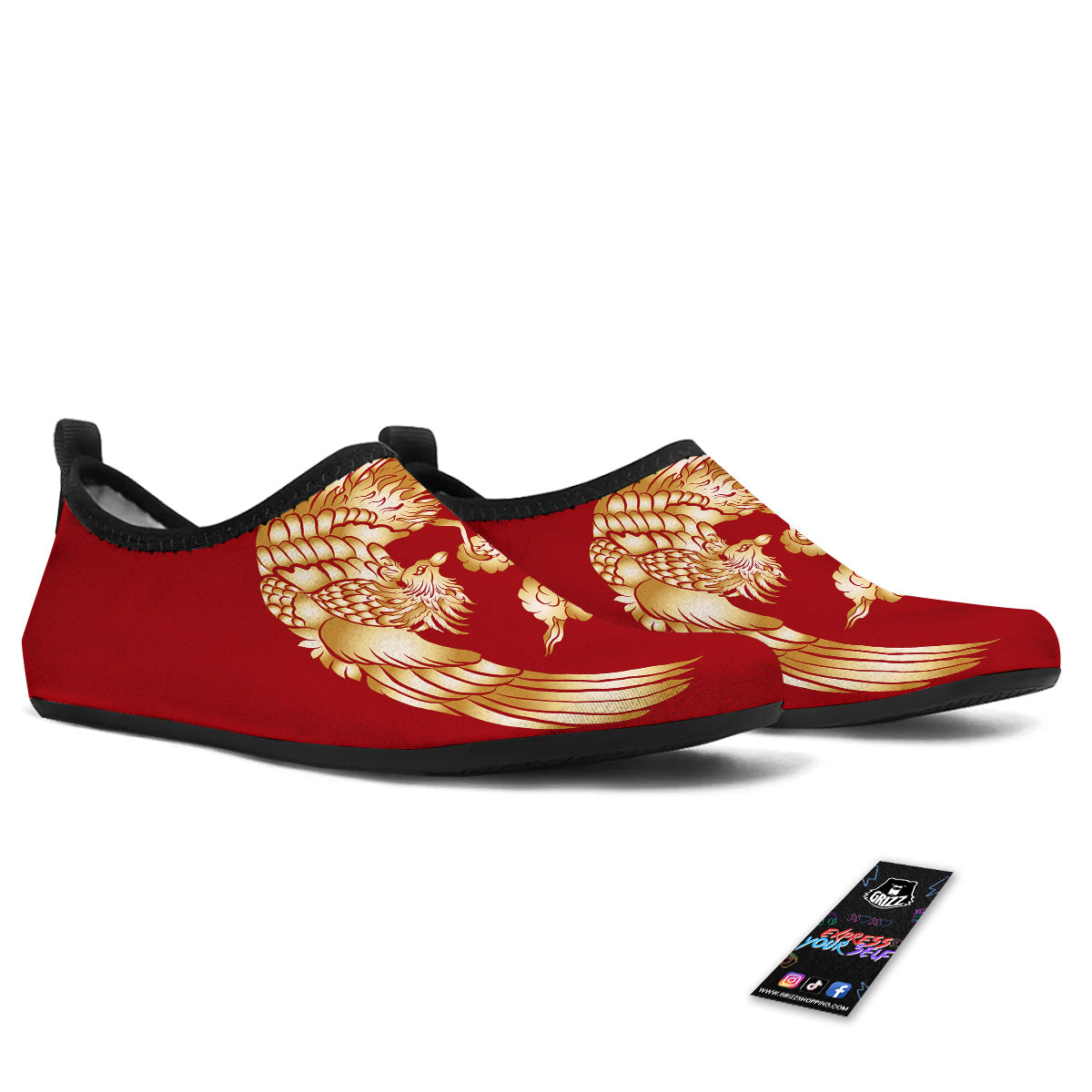Phoenix Chinese Print Water Shoes-grizzshop