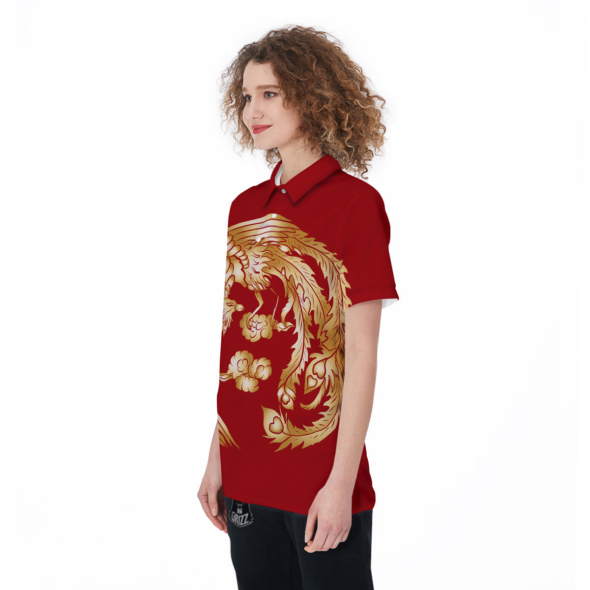 Phoenix Chinese Print Women's Golf Shirts-grizzshop