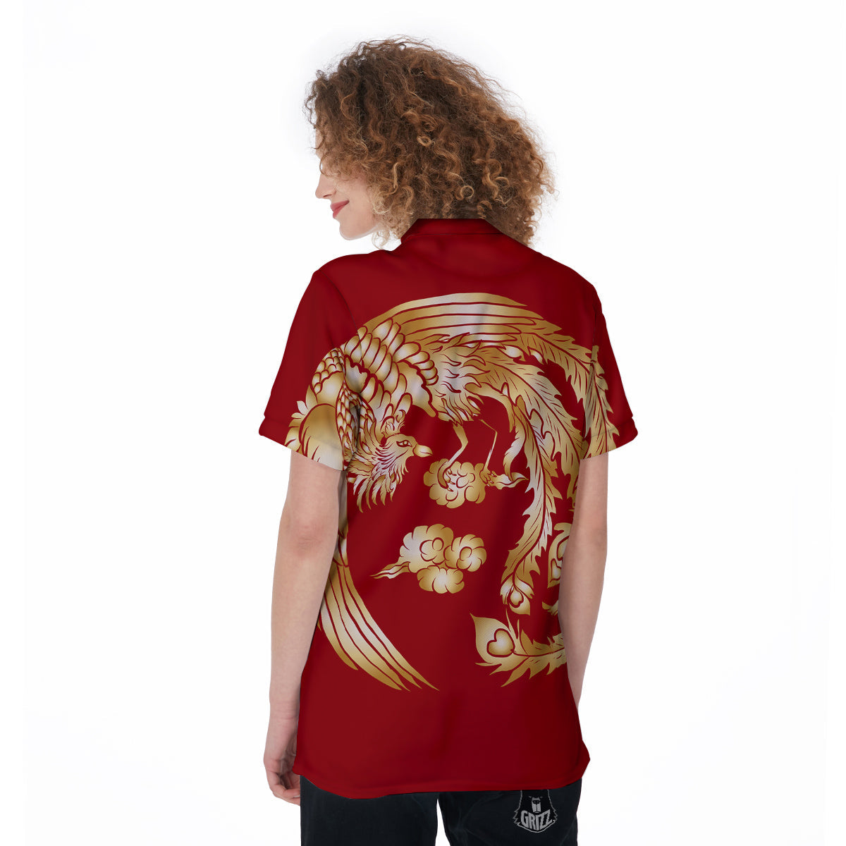 Phoenix Chinese Print Women's Golf Shirts-grizzshop