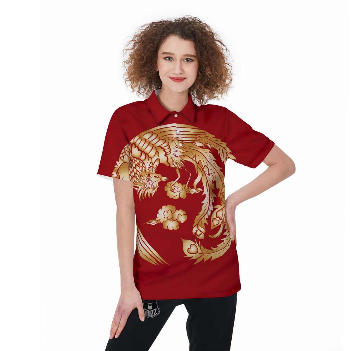 Phoenix Chinese Print Women's Golf Shirts-grizzshop