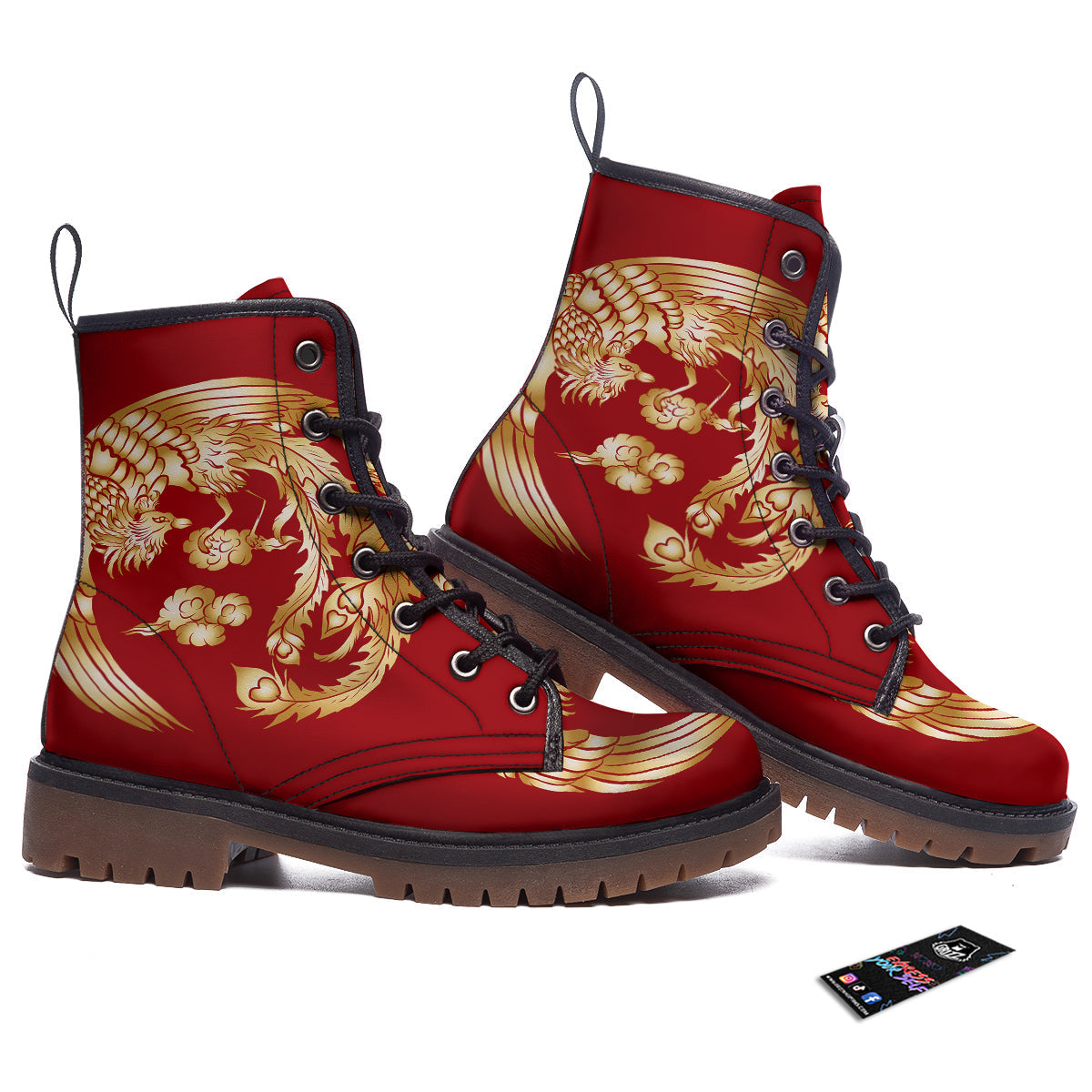 Phoenix Chinese Print Work Boots-grizzshop