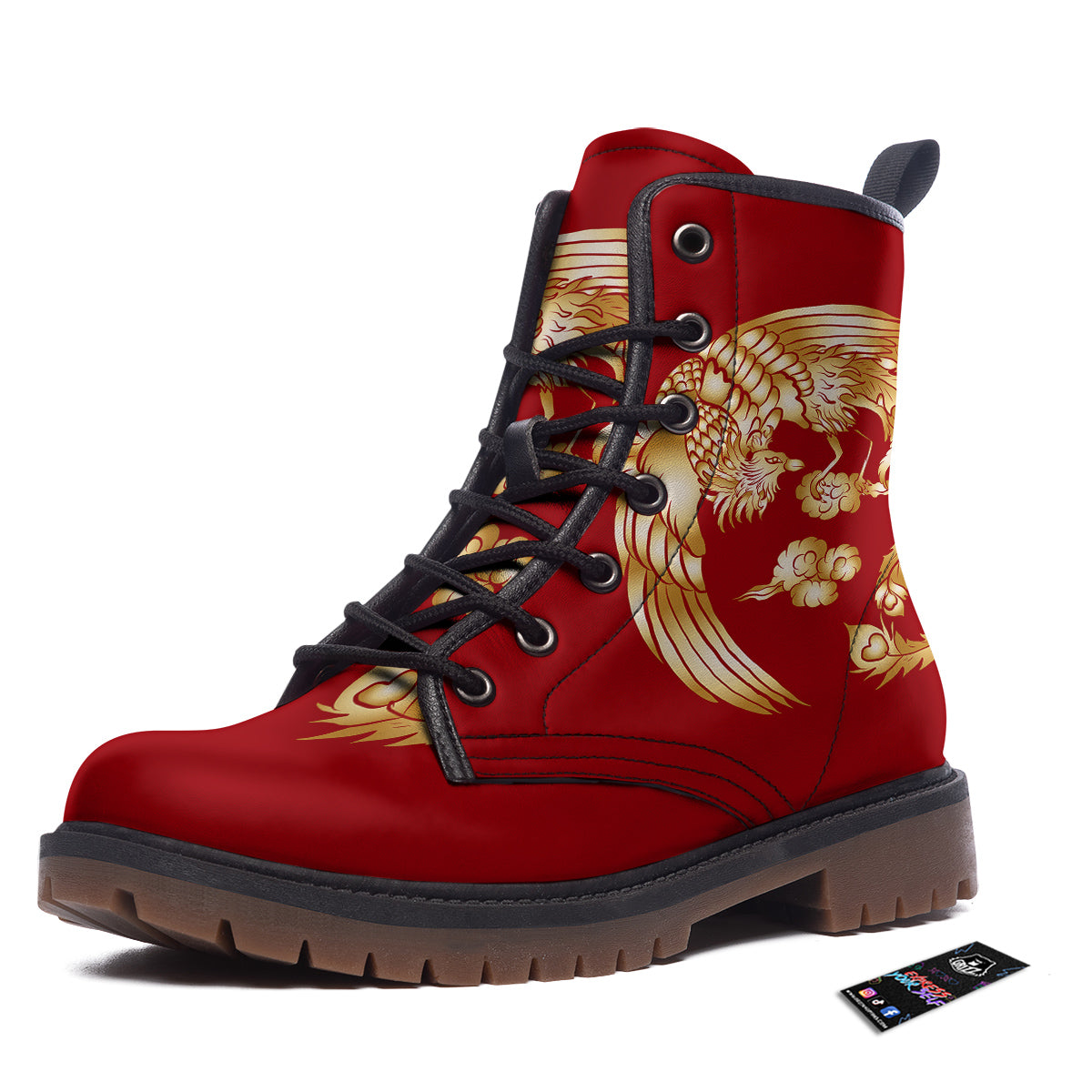 Phoenix Chinese Print Work Boots-grizzshop