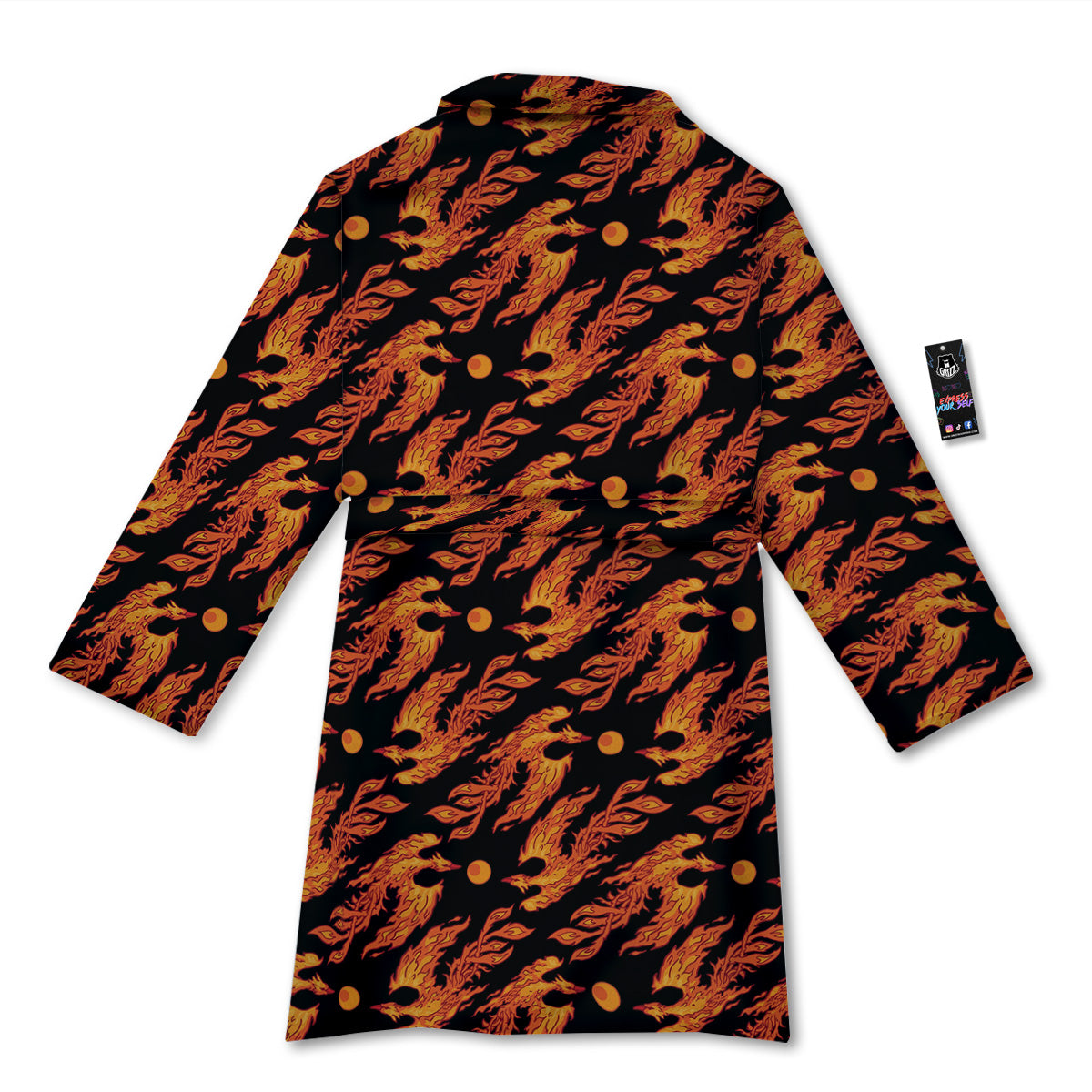 Phoenix Fire On Black Print Pattern Bathrobe-grizzshop
