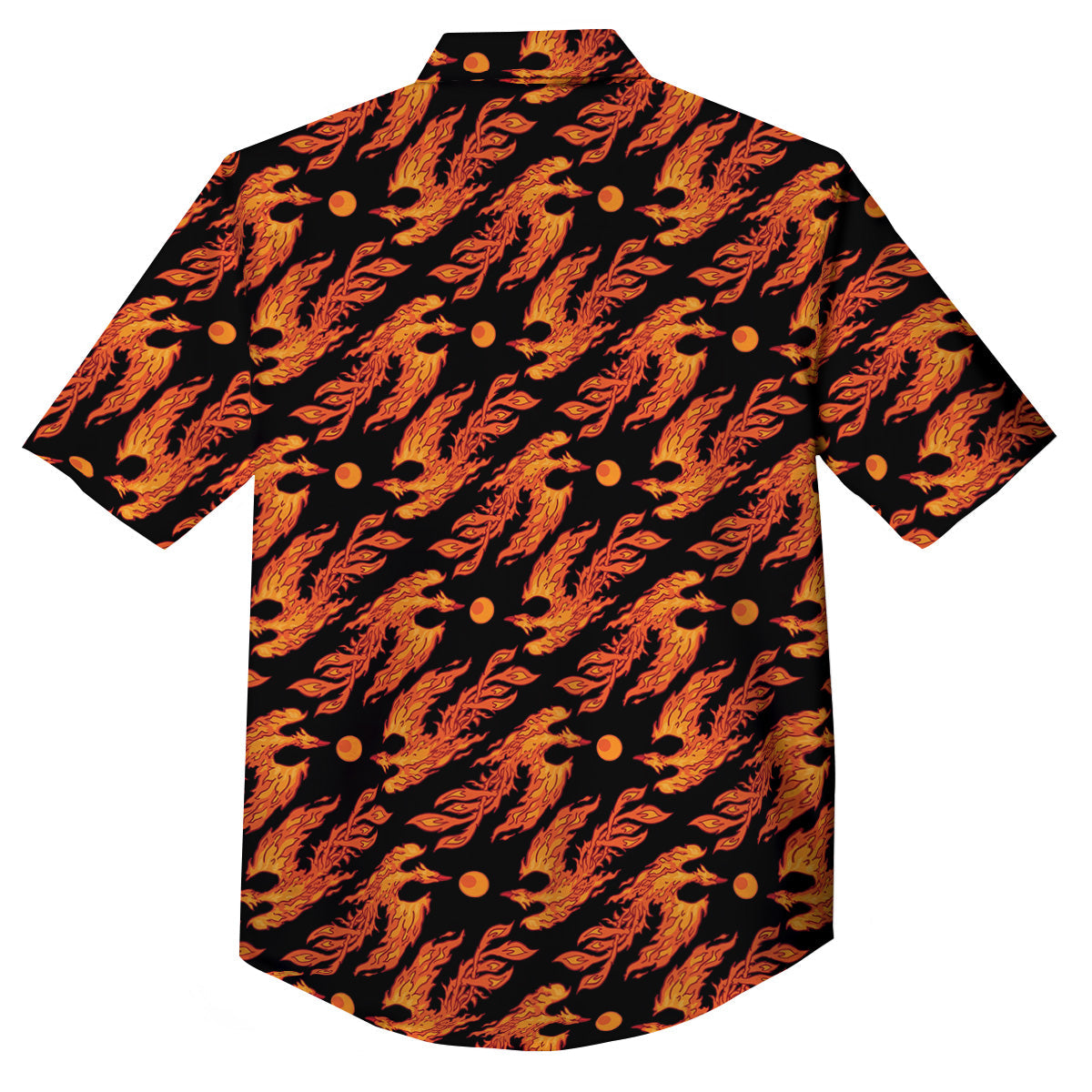 Phoenix Fire On Black Print Pattern Button Up Shirt-grizzshop