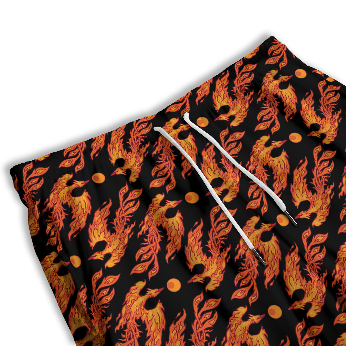 Phoenix Fire On Black Print Pattern Men's Athletic Shorts