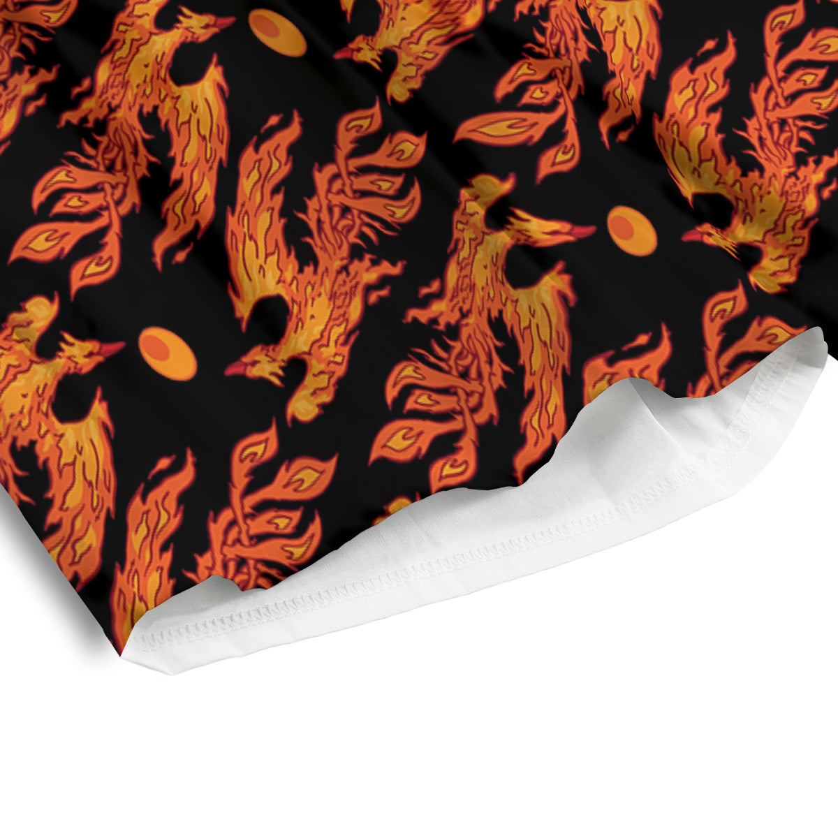 Phoenix Fire On Black Print Pattern Men's Athletic Shorts