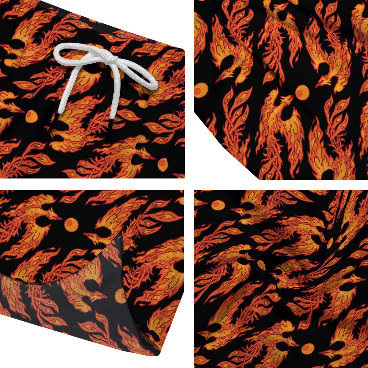 Phoenix Fire On Black Print Pattern Men's Running Shorts-grizzshop