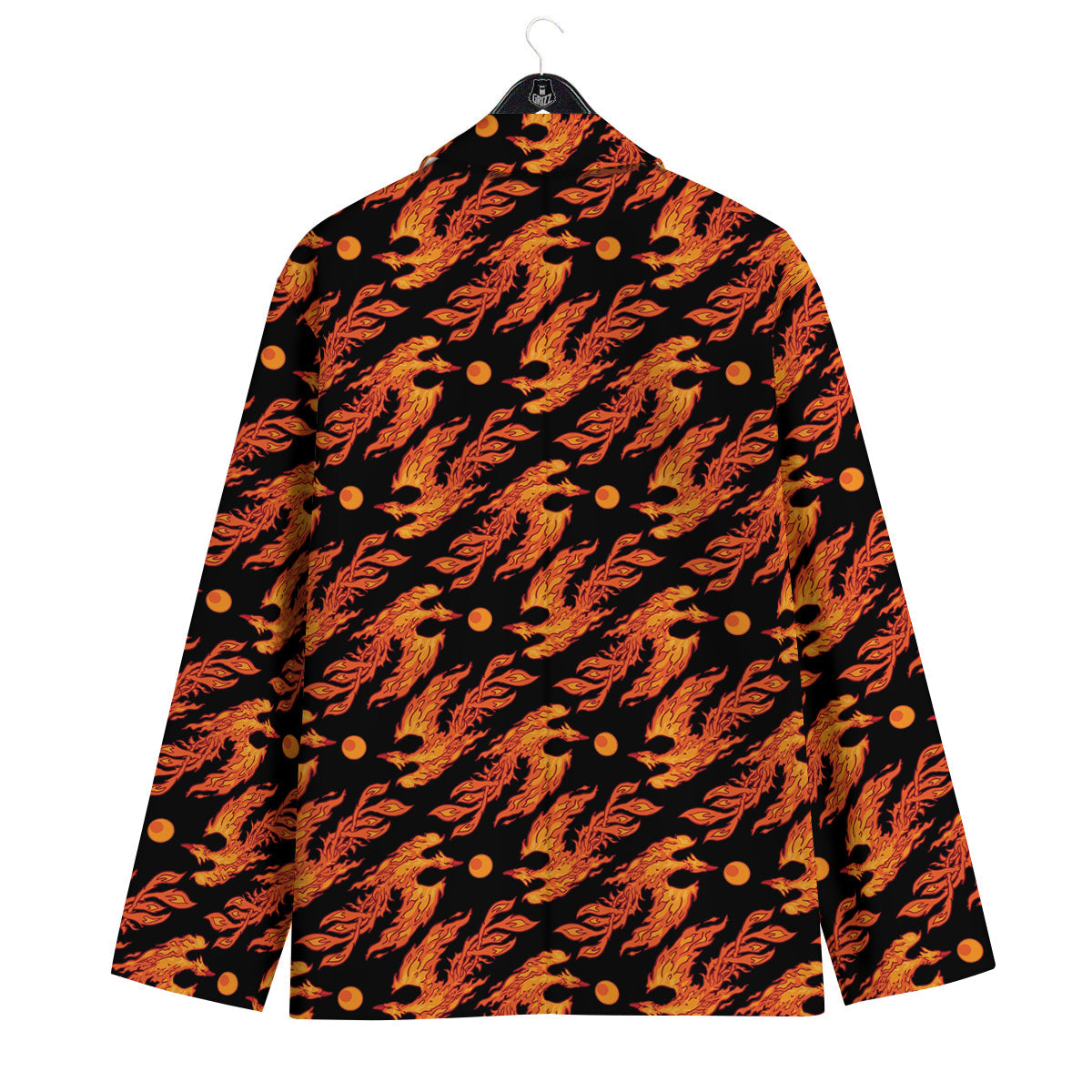 Phoenix Fire On Black Print Pattern Men's Sport Coat-grizzshop