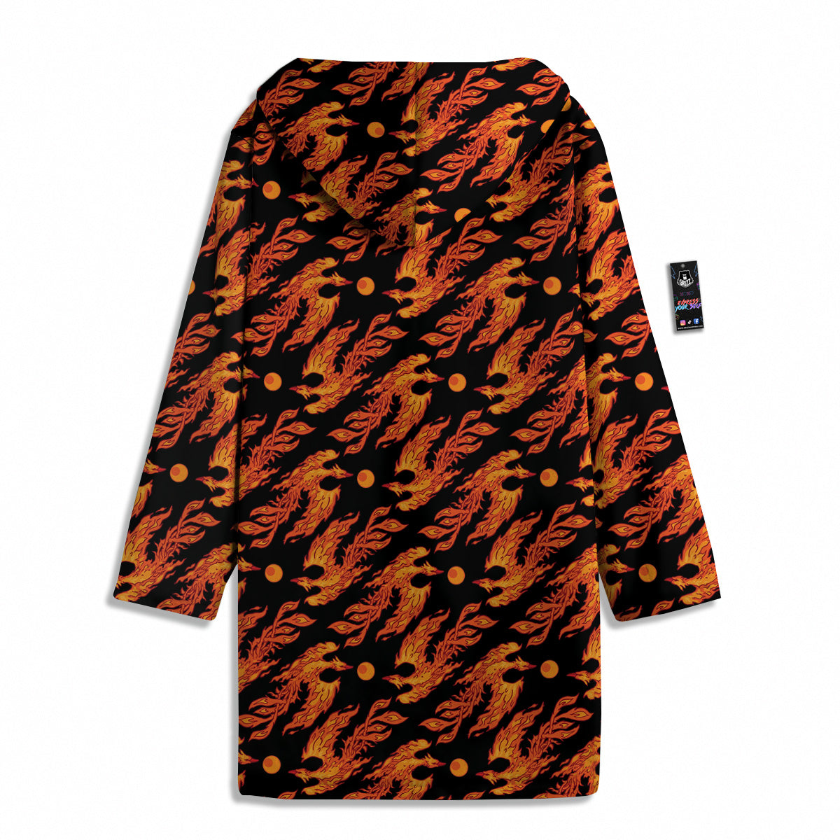 Phoenix Fire On Black Print Pattern Men's Windbreaker Jacket-grizzshop