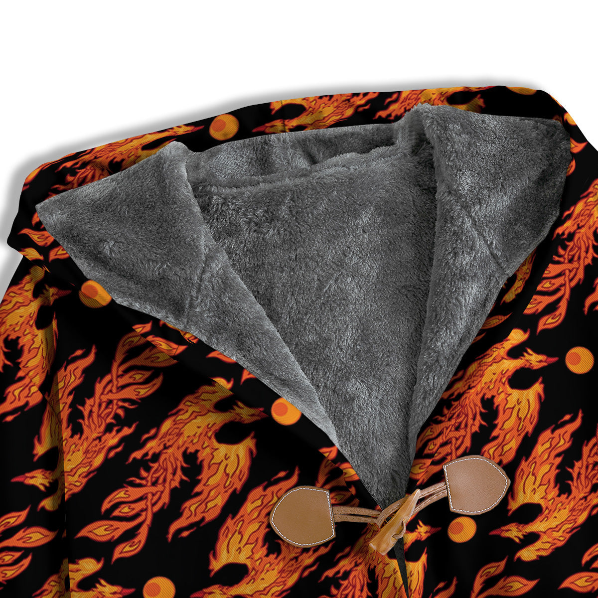 Phoenix Fire On Black Print Pattern Men's Windbreaker Jacket-grizzshop
