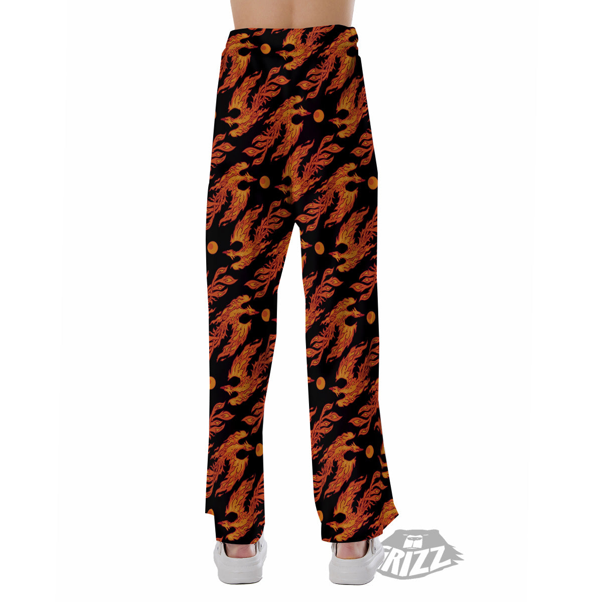 Phoenix Fire On Black Print Pattern Pajama Pants-grizzshop