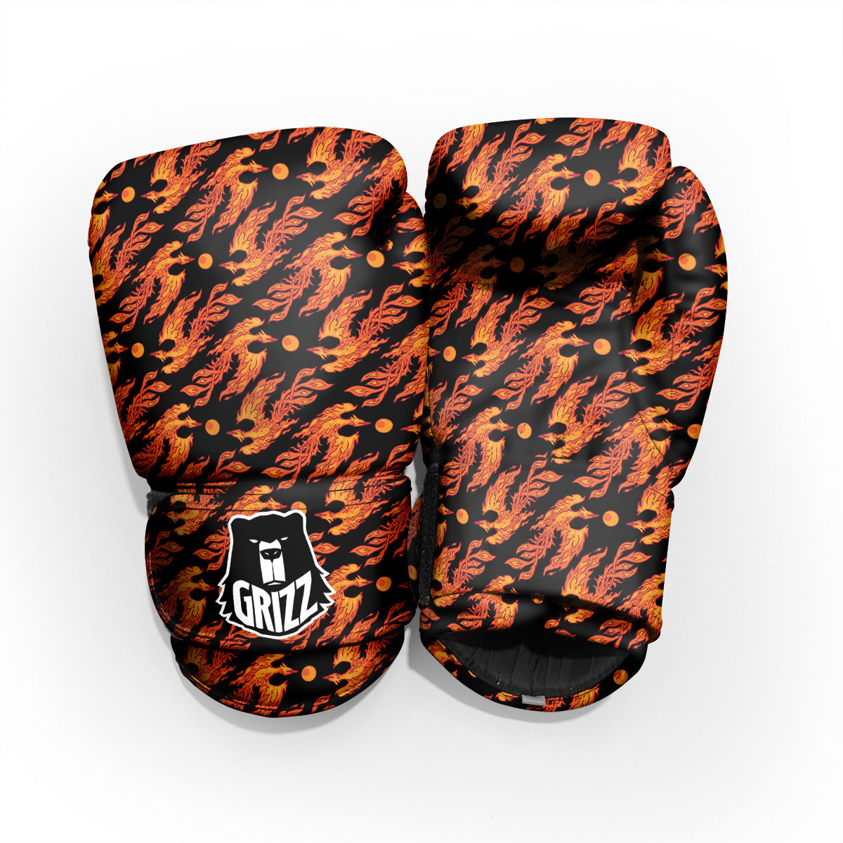 Phoenix Fire On Black Print Pattern Pro Boxing Glove