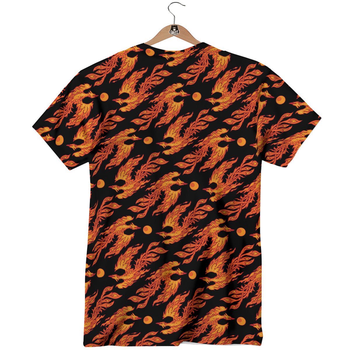 Phoenix Fire On Black Print Pattern T-Shirt-grizzshop