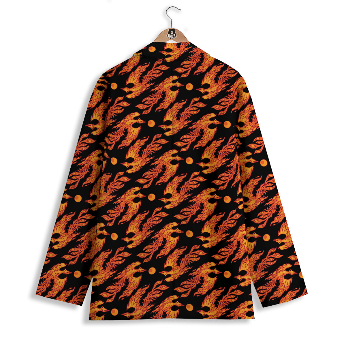 Phoenix Fire On Black Print Pattern Women's Blazer-grizzshop