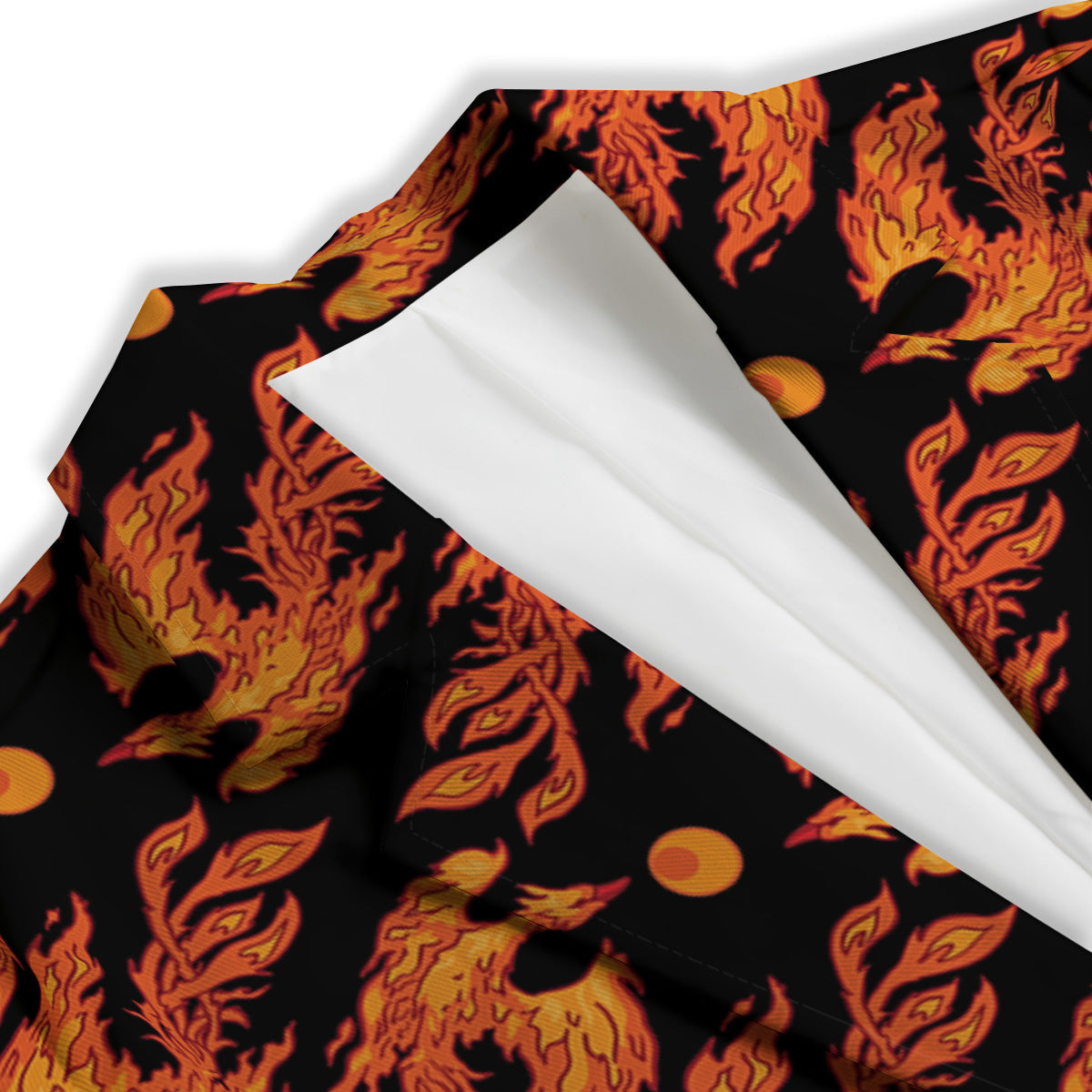 Phoenix Fire On Black Print Pattern Women's Blazer-grizzshop