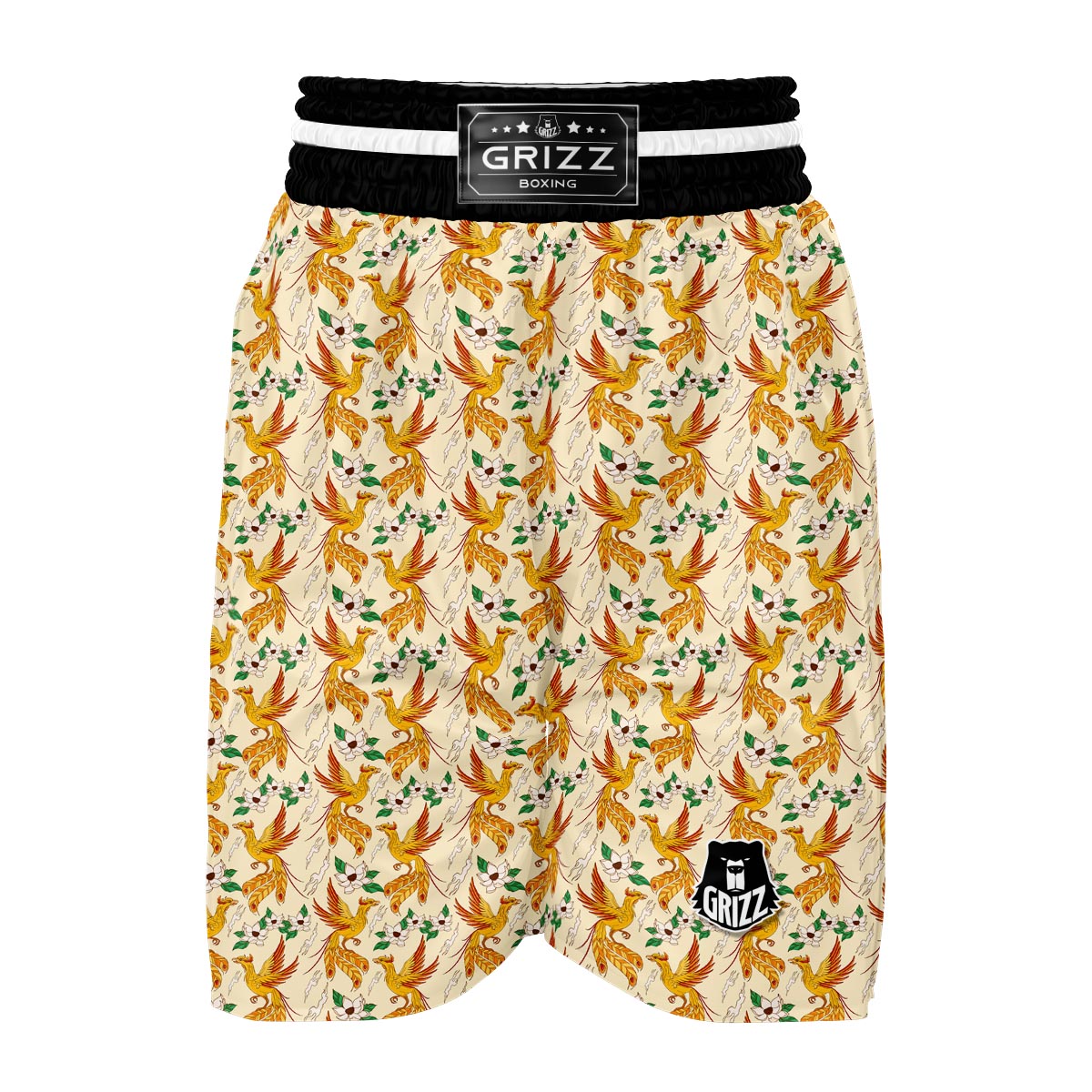 Phoenix Floral Pattern Print Boxing Shorts-grizzshop