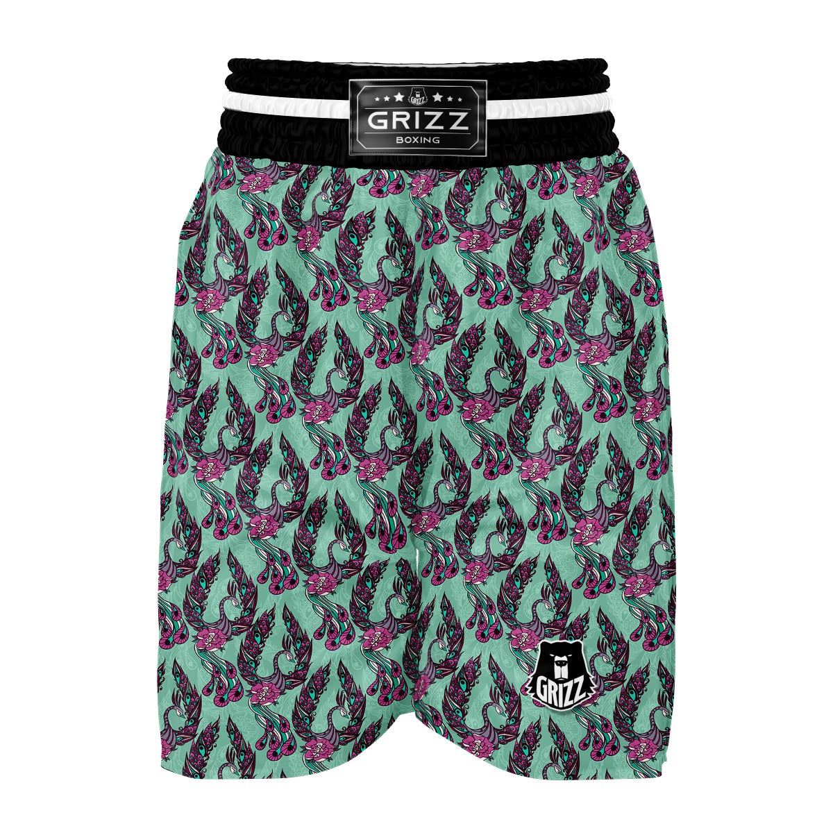 Phoenix Floral Print Pattern Boxing Shorts-grizzshop