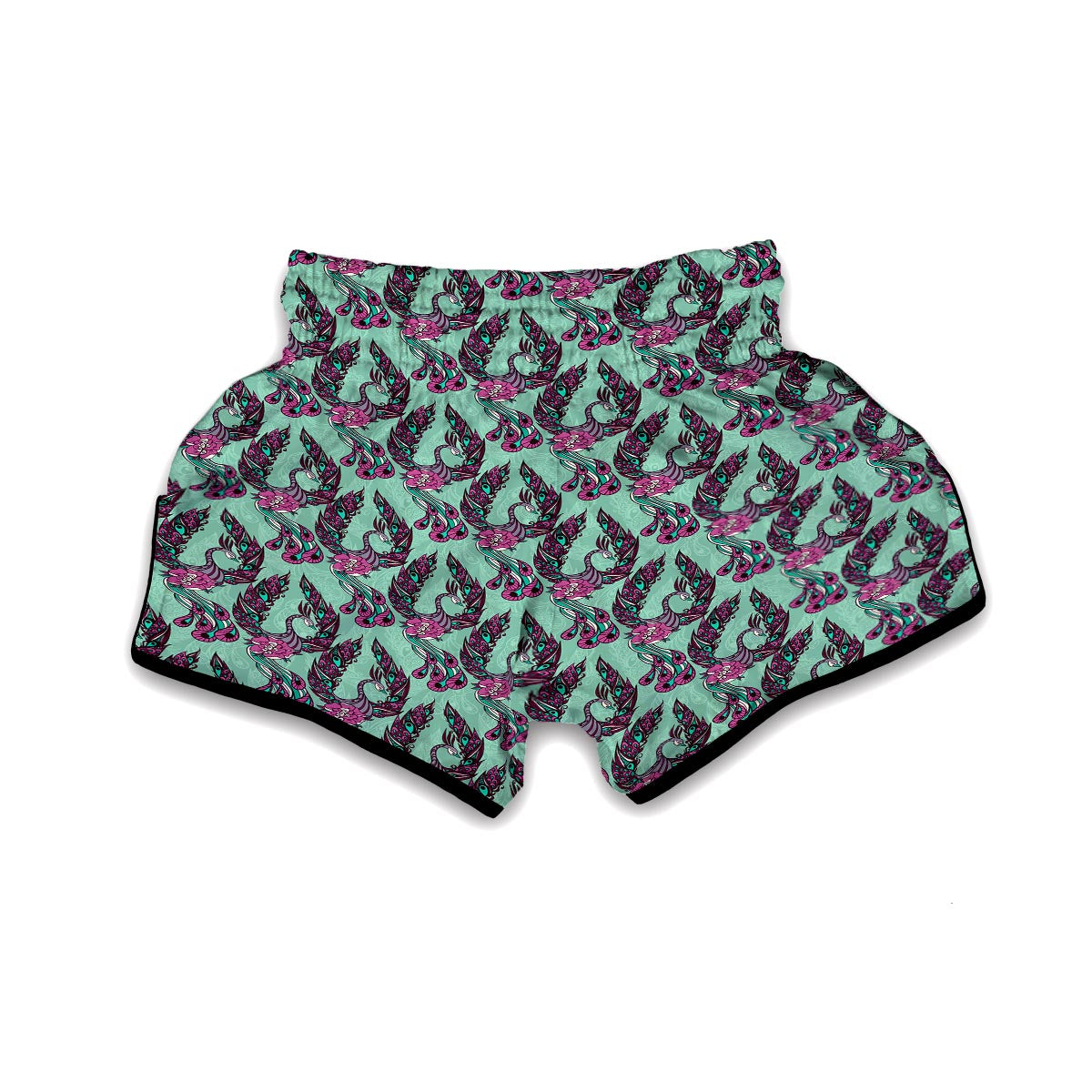 Phoenix Floral Print Pattern Muay Thai Boxing Shorts-grizzshop