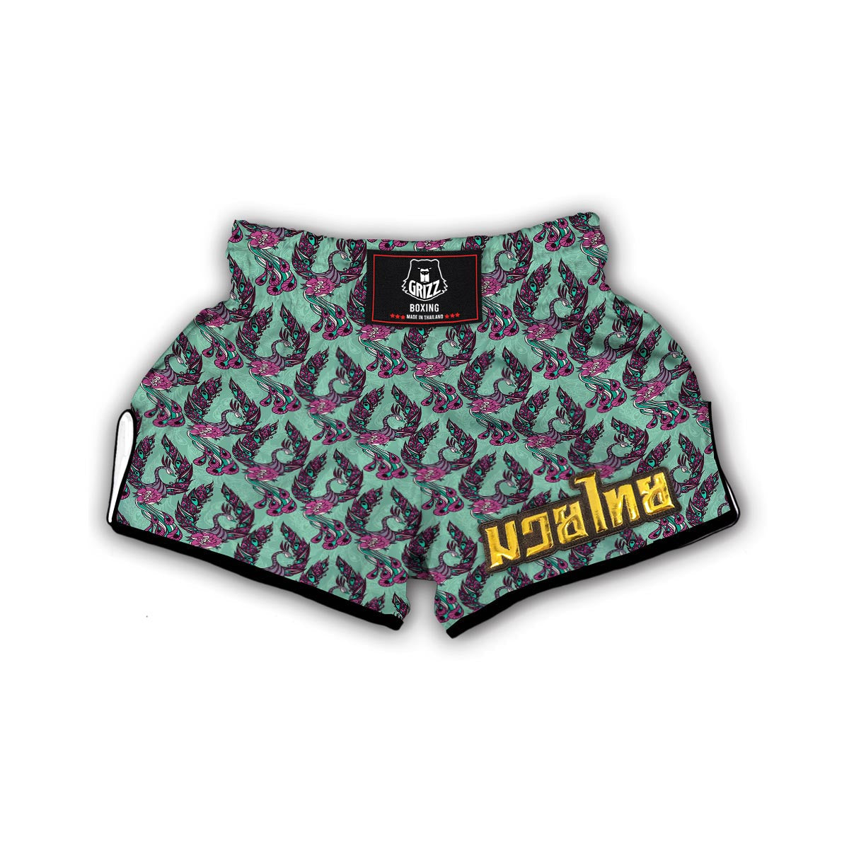 Phoenix Floral Print Pattern Muay Thai Boxing Shorts-grizzshop