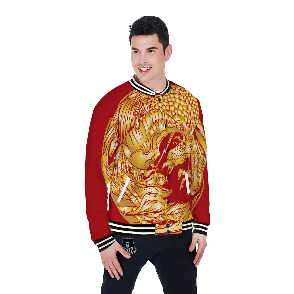 Phoenix Japanese Print Baseball Jacket-grizzshop