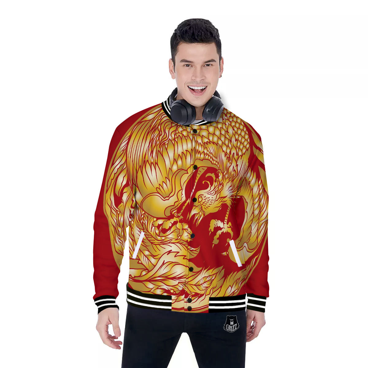 Phoenix Japanese Print Baseball Jacket-grizzshop