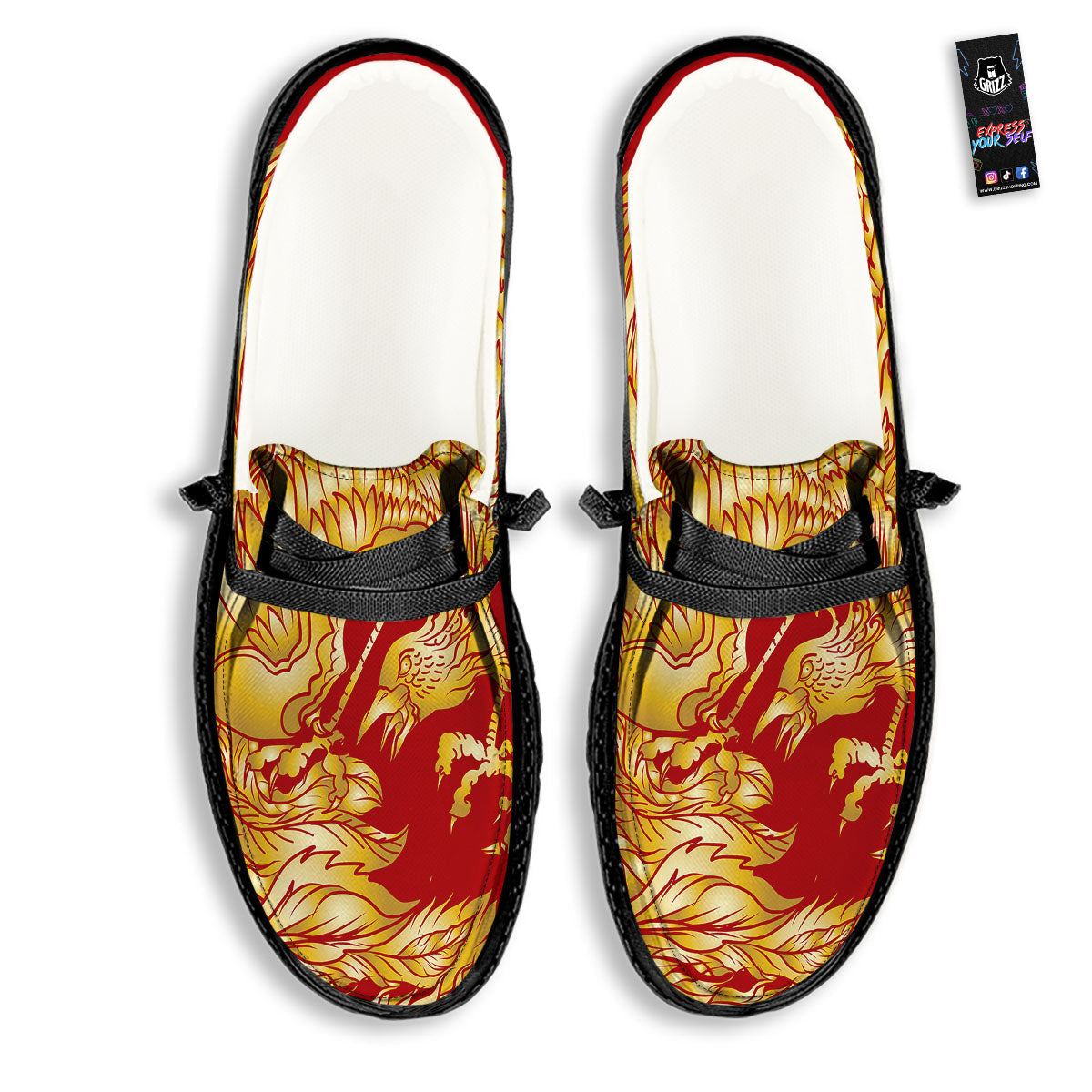 Phoenix Japanese Print Black Loafers-grizzshop