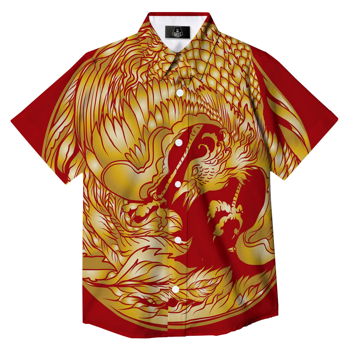 Phoenix Japanese Print Button Up Shirt-grizzshop