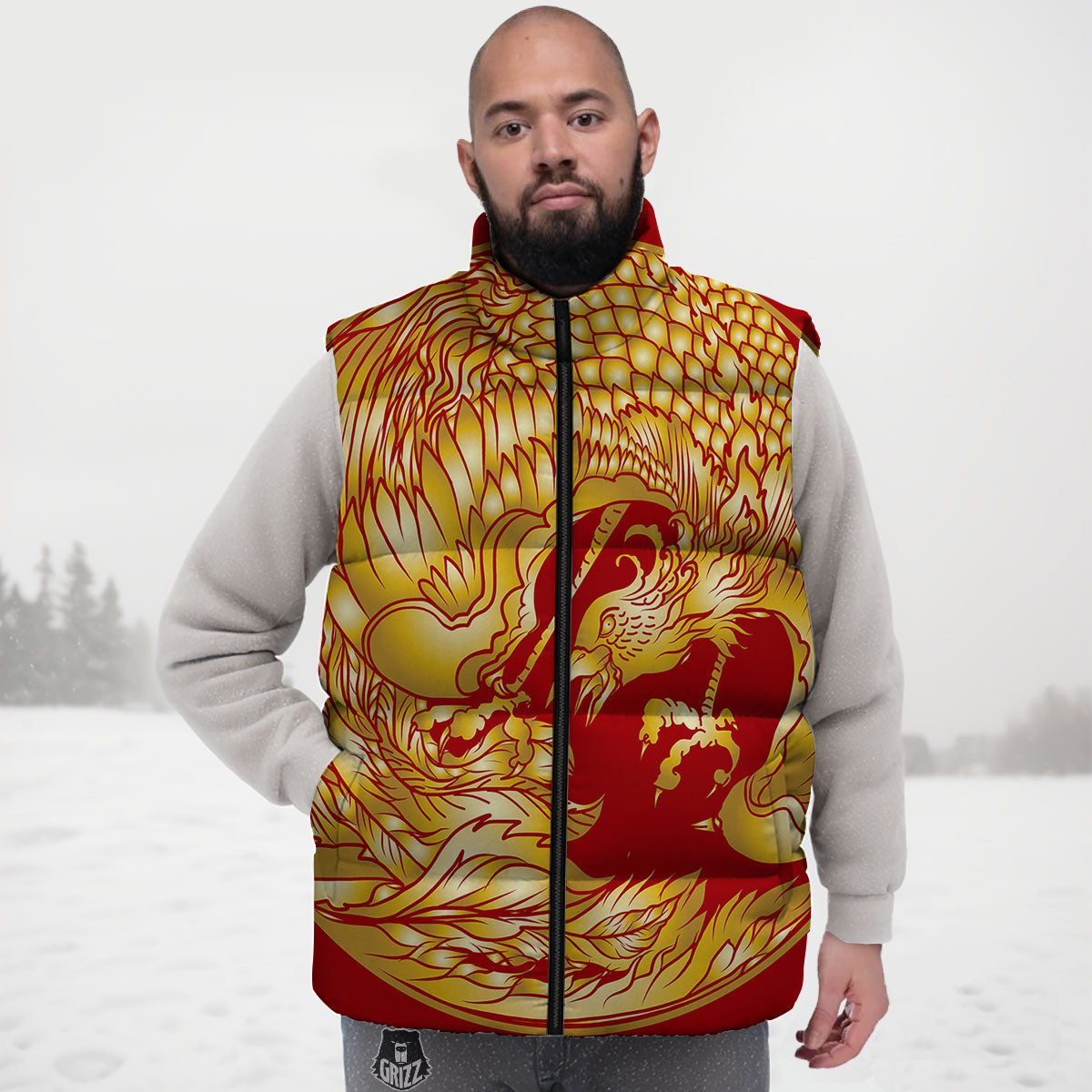 Phoenix Japanese Print Down Vest