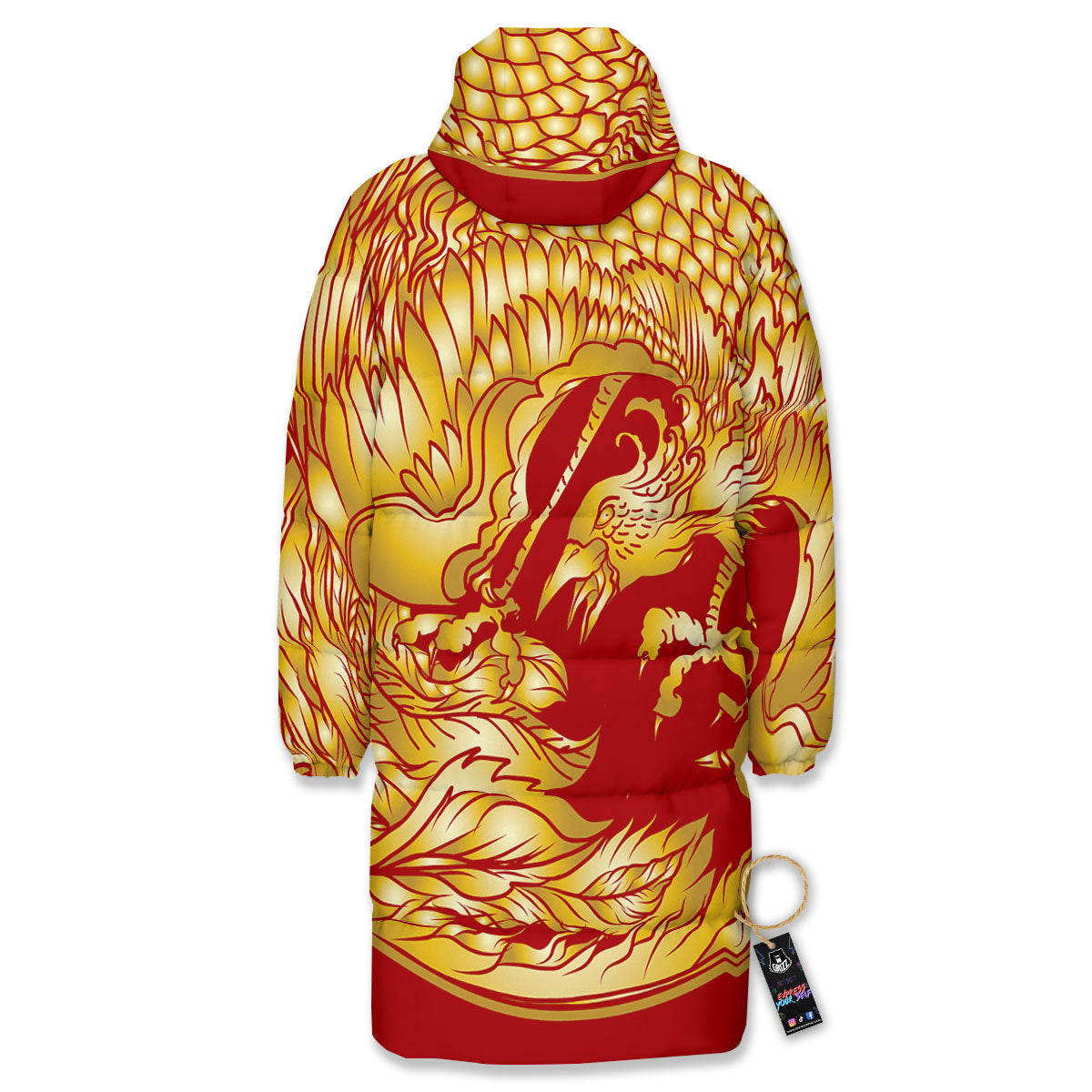 Phoenix Japanese Print Long Down Jacket-grizzshop