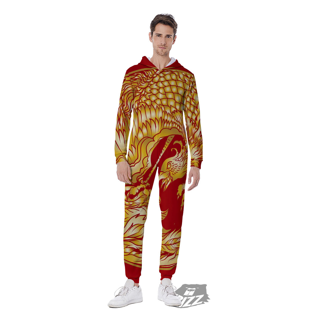 Phoenix Japanese Print Men's Jumpsuit-grizzshop