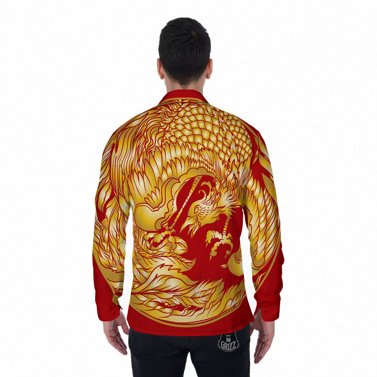 Phoenix Japanese Print Men's Long Sleeve Shirts-grizzshop
