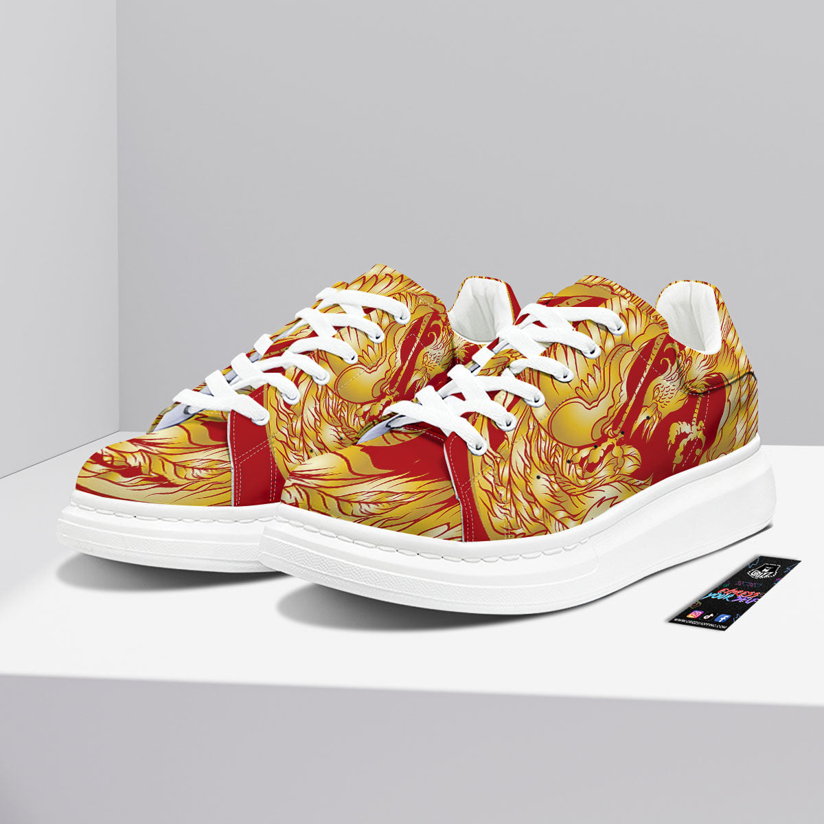 Phoenix Japanese Print Platform Shoes-grizzshop