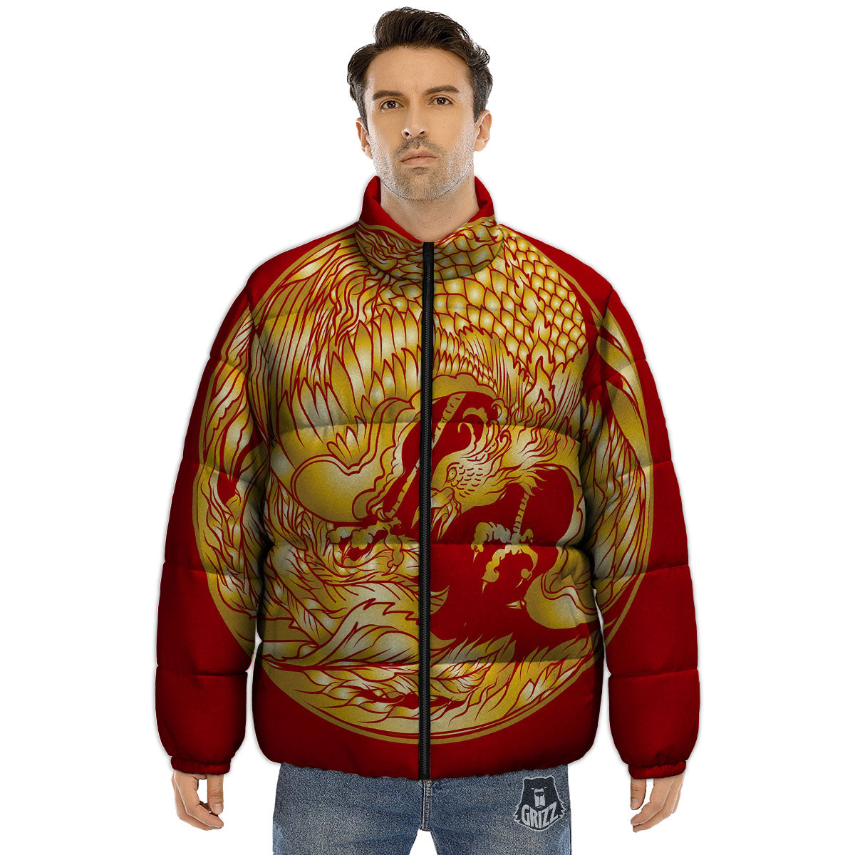Phoenix Japanese Print Puffer Jacket-grizzshop