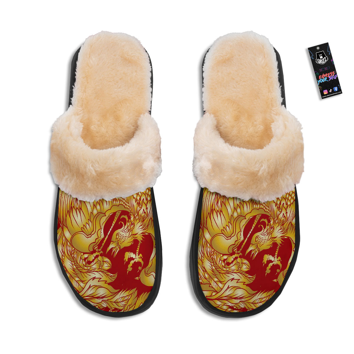 Phoenix Japanese Print Slippers-grizzshop