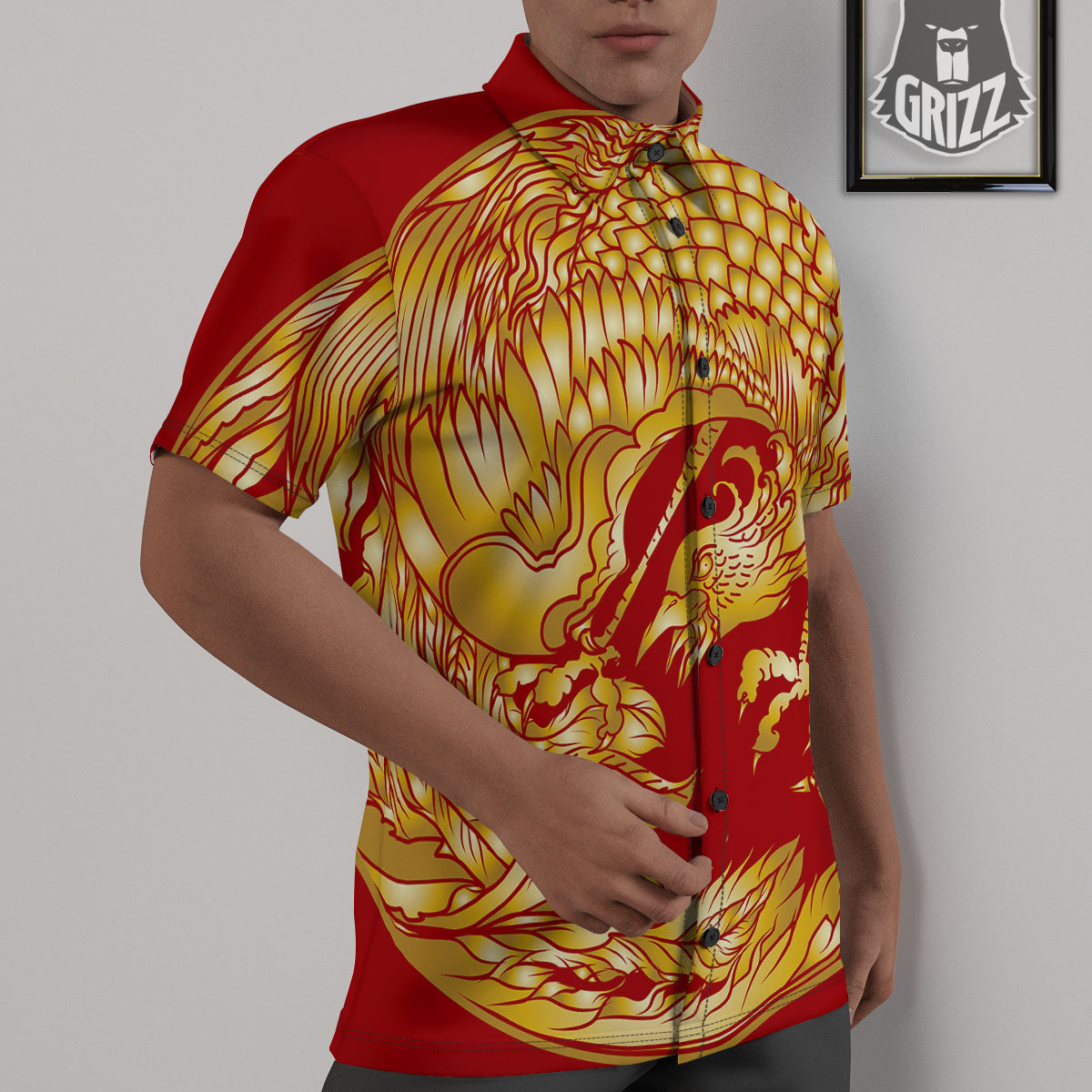 Phoenix Japanese Print Untucked Shirts-grizzshop