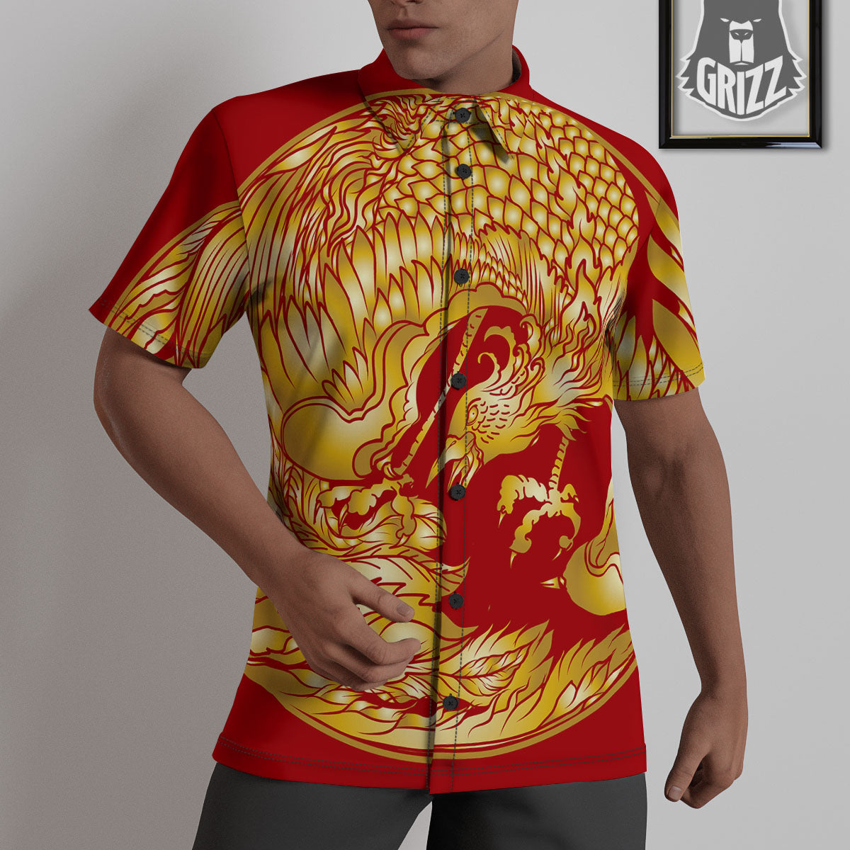 Phoenix Japanese Print Untucked Shirts-grizzshop