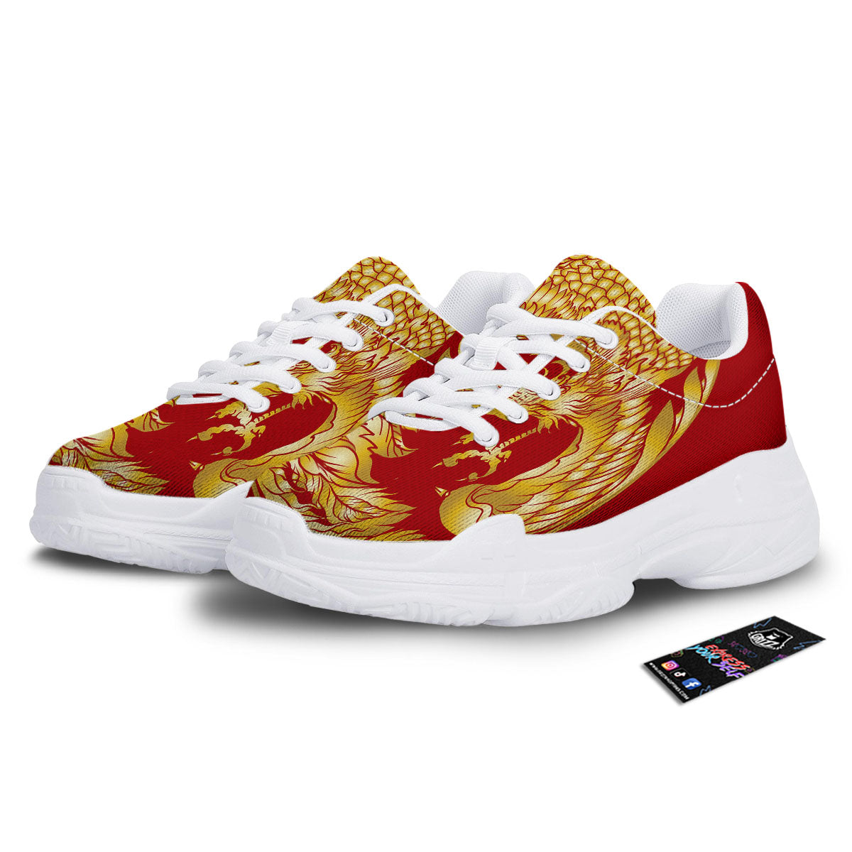 Phoenix Japanese Print White Chunky Shoes-grizzshop