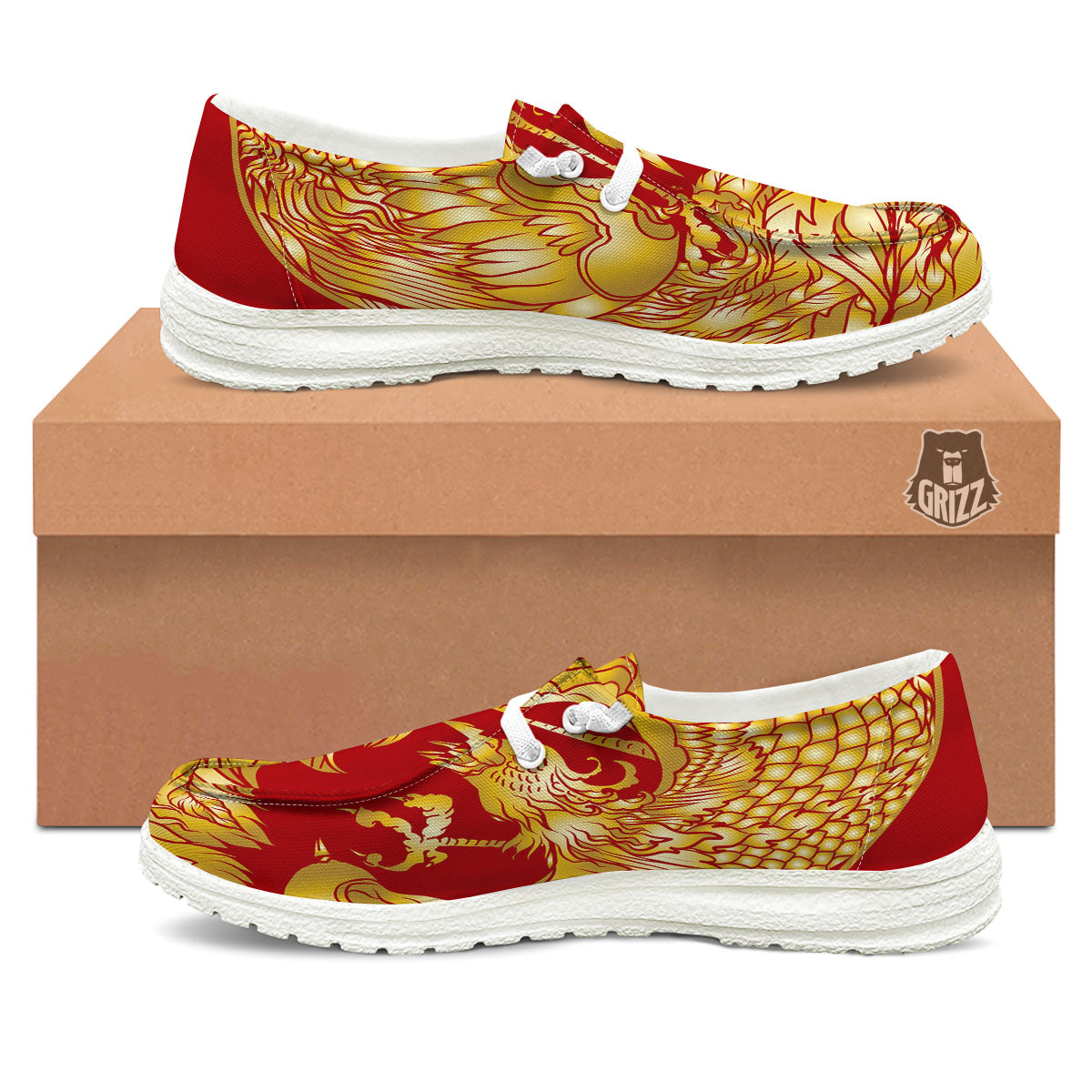 Phoenix Japanese Print White Loafers-grizzshop