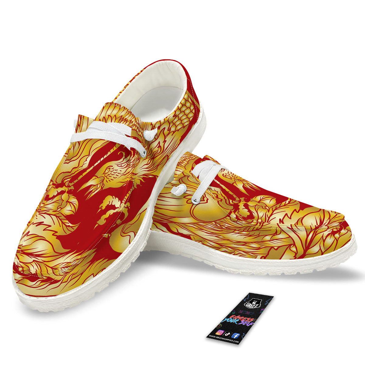 Phoenix Japanese Print White Loafers-grizzshop