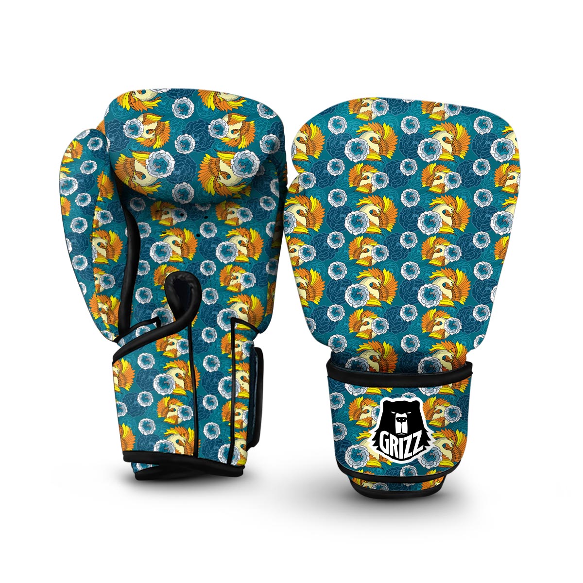 Phoenix Pattern Print Boxing Gloves-grizzshop