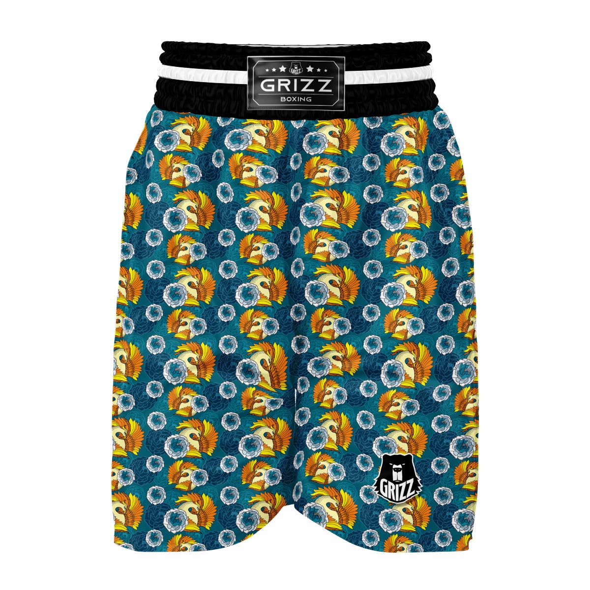 Phoenix Pattern Print Boxing Shorts-grizzshop