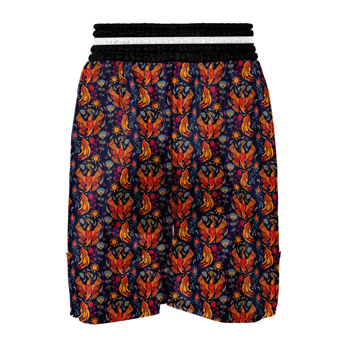 Phoenix Pattern Print Floral Boxing Shorts-grizzshop
