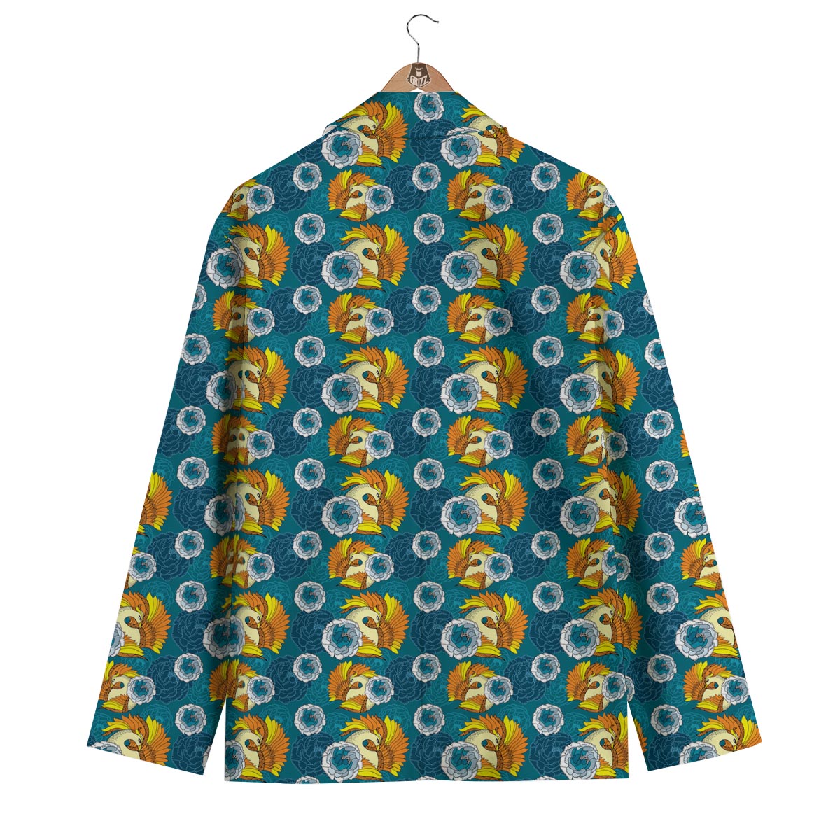 Phoenix Pattern Print Men's Blazer-grizzshop