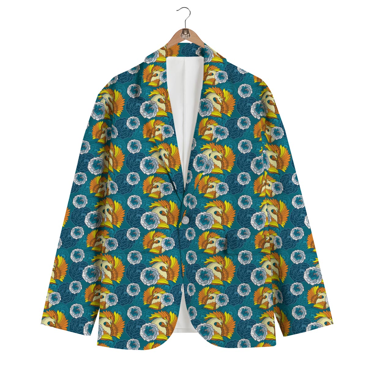 Phoenix Pattern Print Men's Blazer-grizzshop