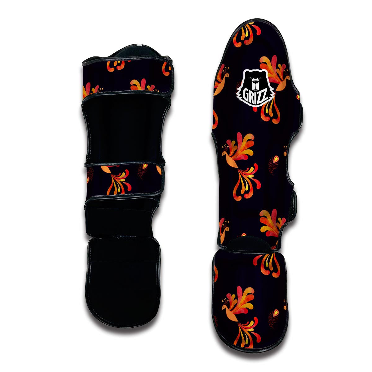 Phoenix Print Pattern Muay Thai Shin Guards-grizzshop