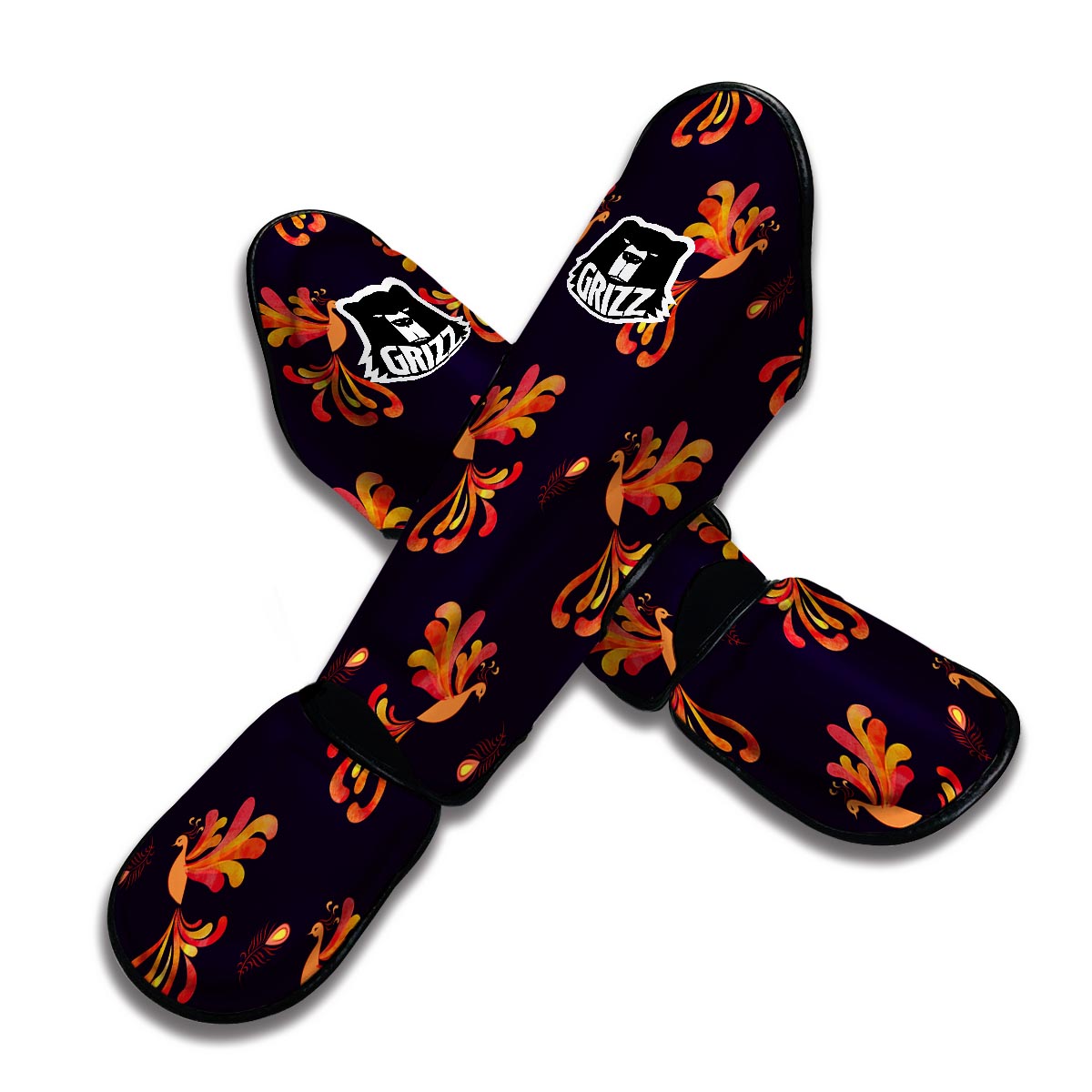 Phoenix Print Pattern Muay Thai Shin Guards-grizzshop