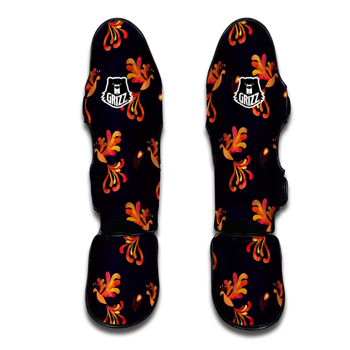 Phoenix Print Pattern Muay Thai Shin Guards-grizzshop